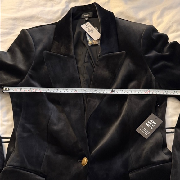 Express Black Velvet Single-Button Blazer - Picture 9 of 11
